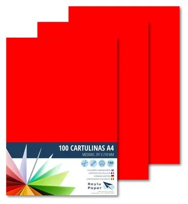 Immagine prodotto di RAYLU PAPER – Carta A4, colore avorio, 100 fogli, 180 g/m², colore rosso