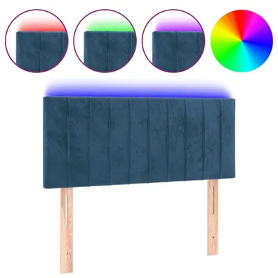 Image de vidaXL Tête de lit LED bleu foncé 100x5x78/88 cm velours