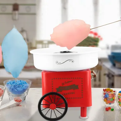 Produktbild von Zuckerwattemaschine Zuhause Zuckerwattegerät Kinder Party nostalgischem Retro-Design 500W Rot