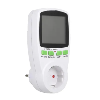 Image de Compteur d'énergie numérique – Appareil de mesure de la consommation d'énergie pour prises, avec écran LCD, mesure de la tension et de la puissance, affichage de la consommation électrique et minuterie intégrée