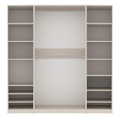 Produktbild von Marmex TRES G Einbaukleiderschrank ohne Türen,Kleiderschrank mit Ablagen, Kleiderstangen, 200x206x51 graubeige cashmere