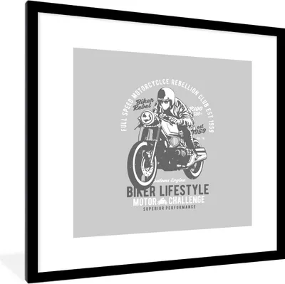 Produktbild von MuchoWow® MuchoWow® Gerahmtes Poster Mancave - Motorrad - Oldtimer 40x40 cm - Poster mit zchwarzem Bilderrahmen - Poster - Plakat im Rahmen