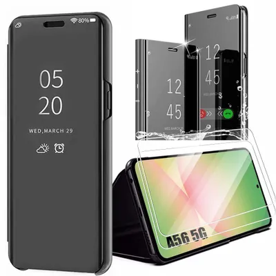 Image de Coque + 2 Verres Trempés pour Samsung Galaxy A56 5G, Clear View Protection Antichoc - Noir