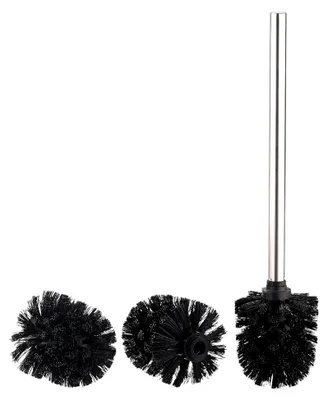 Produktbild von WC-Bürsten-Garnitur: Bürstenstiel und 3 Wechselaufsätze mit Ø 8 cm, Edelstahl/schwarz