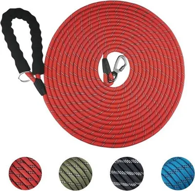 Produktbild von Hundeleine, Rundlaufleine, 5 m / 10 m / 15 m – Robuste Hundeleine mit komfortablem Griff, Trainingsleine für kleine bis große Hunde, in Rot