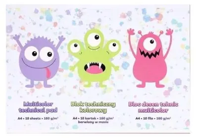 Produktbild von Technisches Notizbuch, A4, 10.000 Seiten, 160 g/m², "Monsterki" - Marke: Strigo