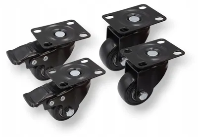 Produktbild von Allin Set 4 Möbelrollen 75mm Gummi 2x Lenkrolle 2x Bremse