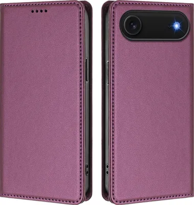 Produktbild von Handyhülle für iPhone Air, Kunstleder Klapphülle Stoßfeste Magnetische Hülle mit Ständer Lila