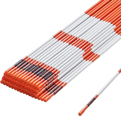 Produktbild von Einfahrtsmarkierungen, 100 Stück, 48 Zoll, 0,31 Zoll Durchmesser, orangefarbene Glasfaserstangen, Schneestangen mit reflektierendem Klebeband, 12-Zoll-Stahlbohrer und Schutzhandschuhe für Parkplätze und Gehwege, gute Sichtbarkeit