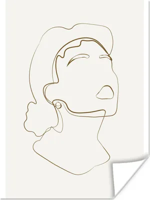 Produktbild von MuchoWow® Poster Frauen - Linienkunst - Minimalismus 90x120 cm - Wohnzimmer