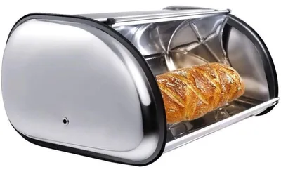 Produktbild von Brotkasten Edelstahl 44x27x18 cm – Brotdose mit Deckel zum Frischhalten, platzsparend und leicht zu reinigen für Küche und Vorratsraum