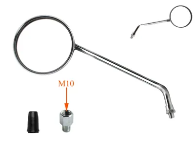 Produktbild von Motorrad Rückspiegel inclusive Adapter universal, mit Prüfzeichen, verchromt, M10 Gewinde