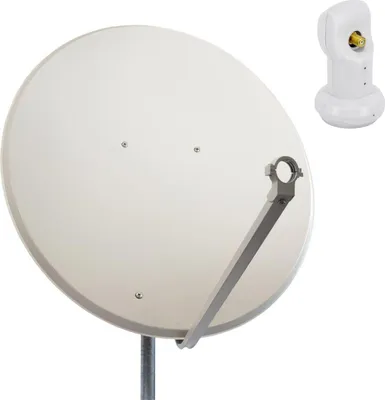 Produktbild von PremiumX SAT Anlage 100cm Satellitenschüssel Stahl Hellgrau Single LNB