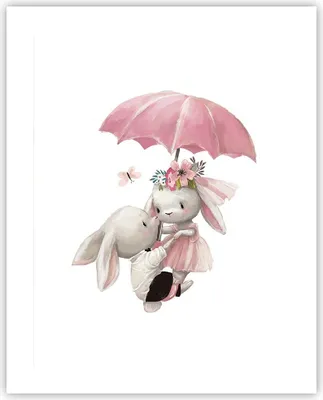 Produktbild von Poster - Poster ohne Rahmen - Hasen Regenschirm Kinder - 40x50 cm - Wand Bild - Wanddeko - Wandbilder - Kunstposter - Wandposter - Bilder - Kunstdruck - Wanddekoration - Wandbild - P2XPA40x50-4777