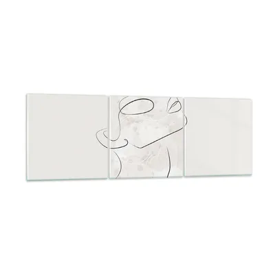 Produktbild von Bilder auf glas - 3 Teile - Gesicht Linie Skizze - 90x30cm - Glasbilder - Wandbilder - Bilder - zum Aufhängen bereit - Wanddekoration aus Glas - Glas Bilder - Wandbild auf Glas - GCA90x30-5031