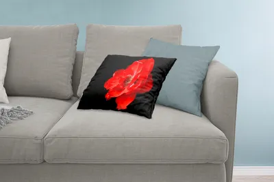 Produktbild von MuchoWow® Zierkissen Sofakissen Wohnzimmer Dekokissen 60x40 cm Eine rote Pfingstrose auf schwarzem Hintergrund - Kopfkissen - Polster mit Foto