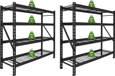 Produktbild von 2x Schwerlastregal Enno 180x190x60 cm 3200 kg Stahl Stecksystem 4 Gitterböden Lagerregal Pickregal