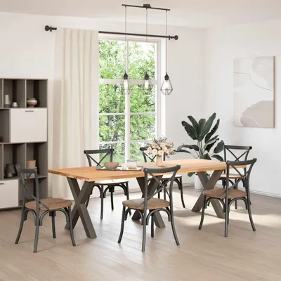 Image de vidaXL Pieds de table de salle à manger en X 3 pcs. Acier naturel 70x(72-73) cm Acier