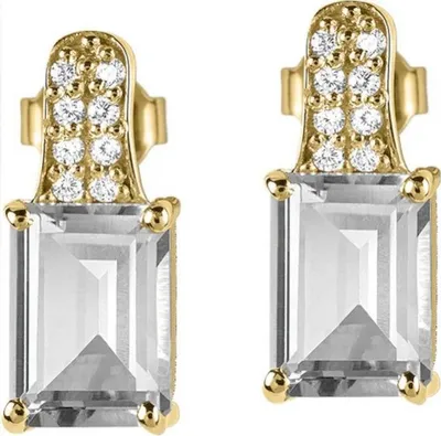 Produktbild von Jacques Lemans - Ohrstecker Sterlingsilber vergoldet mit White Topaz - SE-O114F