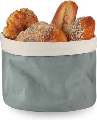 Zdjęcie produktu dla Koszyk na pieczywo z pokrywką i sznurkiem Szary 100% bawełna Ø 25 cm