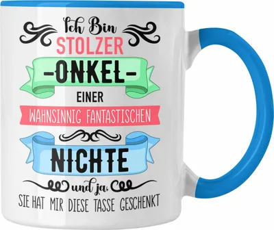 Produktbild von Trendation - Onkel Geschenk von Nichte Lustige Tasse Spruch Geschenke für Onkel Nichten Geschenkidee (Blau)