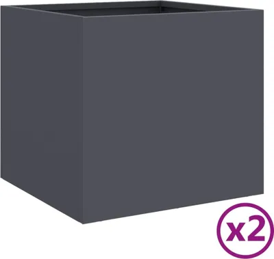 Produktbild von Pflanzkübel 2 Stk. Anthrazit 32x30x29 cm Stahl