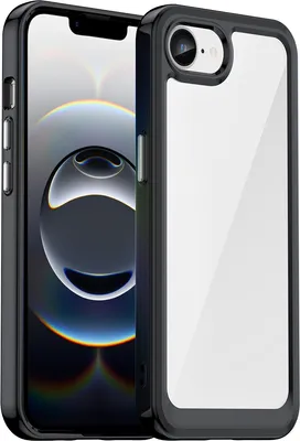 Immagine prodotto di Custodia trasparente per iPhone 16e/iPhone 17e, custodia protettiva in silicone TPU antiurto, colore nero