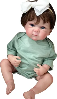 Produktbild von 45 cm große Bettie-Puppe, lebensechtes Kuschelbaby mit Ganzkörper-Vinylkörper und handgeknüpftem Haar