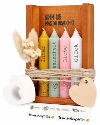 Image de Coffret de bougies avec support - Cadeau pour une amie ou une sœur
