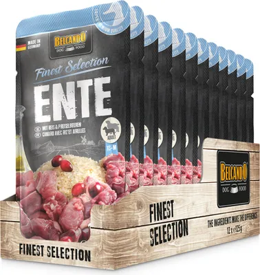 Produktbild von 12 x 125 g Belcando Ente mit Reis & Preiselbeeren