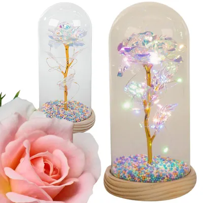 Image de Rose éternelle dans un vase avec éclairage LED. Cadeau romantique idéal pour elle, pour toutes les occasions