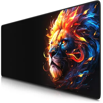 Imagen del producto de Alfombrilla para ratón gaming Titanwolf XXL, 900 x 400 x 3 mm, base para escritorio, lavable, base antideslizante, velocidad y precisión, Fire Lion