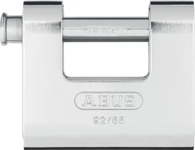 Produktbild von ABUS Monobloc Vorhängeschloss 92/65 - Messing-Schloss mit Stahlmantel - für Automaten, Rollgitter u. v. m. - mit dickem Bolzen - ABUS-Sicherheitslevel