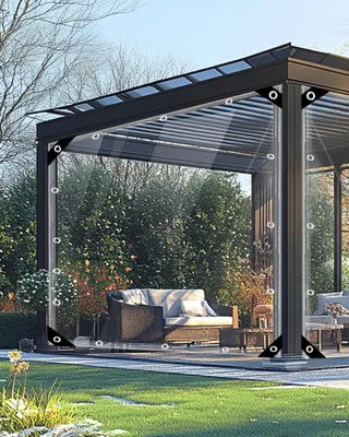 Zdjęcie produktu dla Przezroczysta plandeka 2 x 3 m z oczkami, 420 g/m²