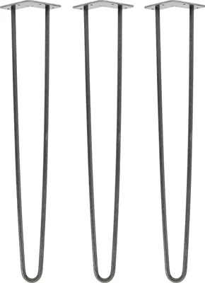 Produktbild von Natural Goods Berlin HAIRPIN Legs, Haarnadelbeine, Möbelfüße, Tischbeine, Industrial Anthrazit, 71 cm, 2 Streben, 3 Stück