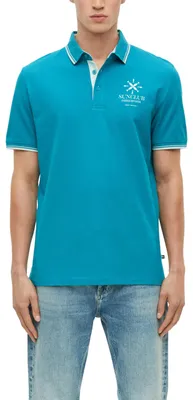 Produktbild von s.Oliver Herren Polo-Shirt – Regular Fit, Baumwoll-Piqué mit Frontprint, strukturiert – Größe XXL, 66d1_türkis