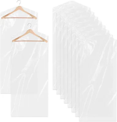 Imagen del producto de Fundas transparentes para ropa, 10 unidades, de 180 cm de largo, para proteger la ropa