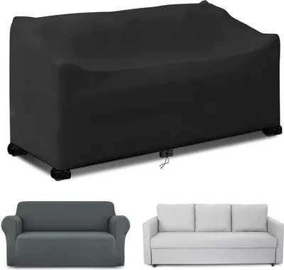 Produktbild von Famanu Gartenbankhülle Wasserfest - Winddicht - UV-beständig (163 x 66 x 63/89 cm) - Schwarz - 210D - Polyester