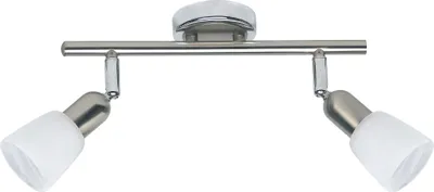 Produktbild von BRILLIANT Spotrohr Sofia | Deckenstrahler | Metall/Glas | chrom/weiß | Köpfe schwenkbar  |2-flammig | 2x E14 max. 40 W