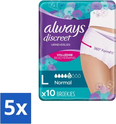Produktbild von Always – Inkontinenzhöschen – Für Harninkontinenz Größe L – 10 Inkontinenzhöschen - Vorteilspack - 5 Stücke