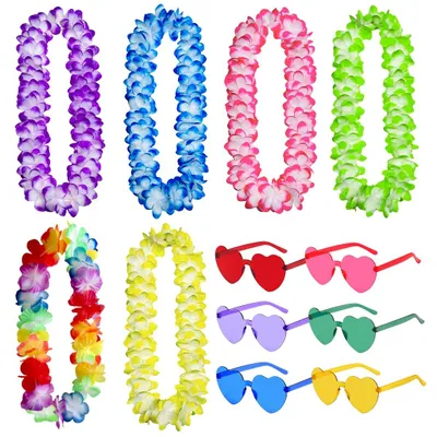 Blumenketten-Set, 105 cm, 12 Teile, Hawaii-Deko