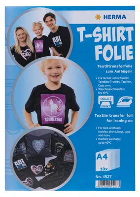 Image de Herma film T-shirt A4 pour textiles foncés et noirs 10 feuilles 4527
