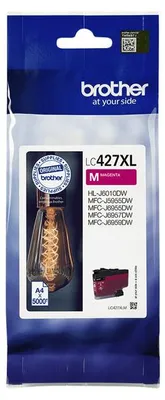 Obrázok produktu pre Brother LC427XLM, Vysoký (XL) výnos, Purpurová, Atrament na pigmentovej báze, 1 kusov, 5000 strany, Balenie po jednom kuse