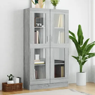 Image de Maison Exclusive - Vitrine gris Sonoma 82,5x30,5x150 cm Matériau dérivé du bois