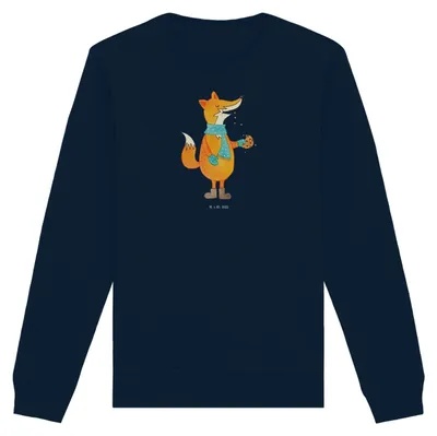 Produktbild von Mr. & Mrs. Panda Bio Baumwoll Pullover Fuchs Keks Größe L - French Navy - Geschenk, Pulli, Liebe, Sweatshirt, Winter, Weihnachtlich, Sweater, Frieren, Plätzchen