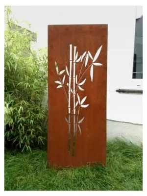 Produktbild von Sichtschutz aus Metall Rost für den Garten, Gartenzaun, Gartendekoration, Sichtschutzwand 125 * 50 * 2CM