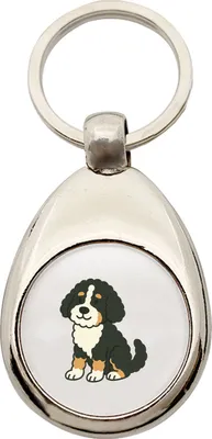 Produktbild von Huuraa Schlüsselanhänger Bernedoodle Comic Berniepoo Metall Schlüsselring Einkaufswagenchip Geschenkidee