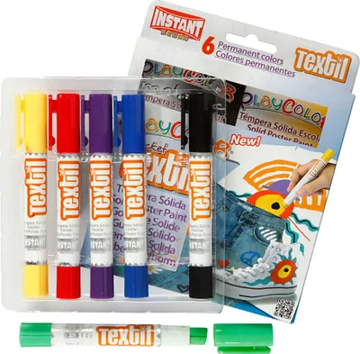 Produktbild von Playcolor Stoffmalstifte, L 14 cm, D: 15 mm, sortierte Farben, 6Stck.