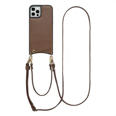 Image de Selencia Nova Phone Case avec cordon et porte-cartes pour l'Apple iPhone 12 (Pro) - Mocha Brown