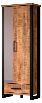Produktbild von Enna – Garderobenschrank – Mango/Schwarz – Schrank mit 2 Türen, 1 Konstruktionsboden und 1 Schublade – (BxHxT) 73 x 195 x 39 cm – ausziehbare Kleiderstange